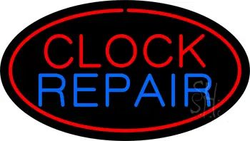 Clock Repair Oval Red LED Neon Sign