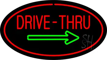 Drive-Thru Oval Red Green Arrow LED Neon Sign
