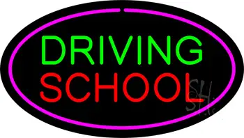 Driving School Purple Oval LED Neon Sign
