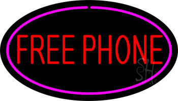 Free Phone Oval Pink LED Neon Sign