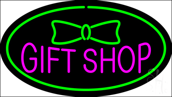 Gift Shop Oval Green LED Neon Sign