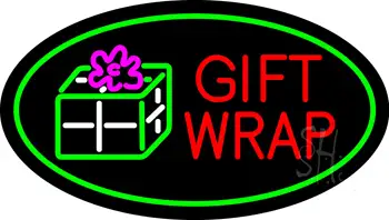 Gift Wrap Oval Green LED Neon Sign