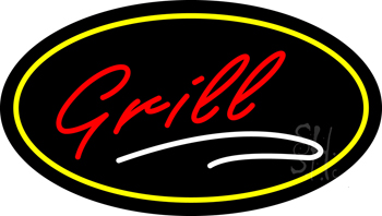 Grill Oval Yellow LED Neon Sign