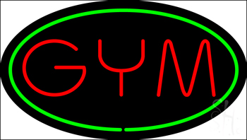 GYM Oval Green LED Neon Sign