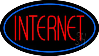 Red Internet Oval Blue Border LED Neon Sign