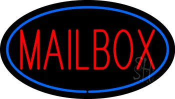 Mailbox Oval Blue LED Neon Sign