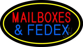 Mail Boxes and FedEx Oval Yellow LED Neon Sign