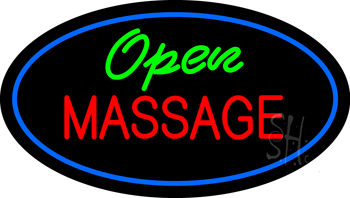 Green Open Red Massage Oval Blue LED Neon Sign