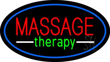 Oval Massage Therapy Blue Border LED Neon Sign