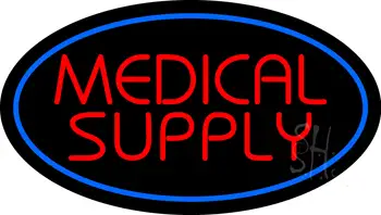 Red Medical Supply Oval Blue LED Neon Sign