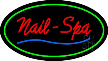 Oval Nails-Spa Green LED Neon Sign