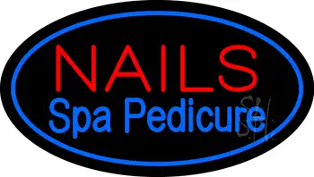 Nails Spa Pedicure Oval Blue LED Neon Sign