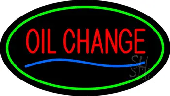 Oil Change Green Oval LED Neon Sign