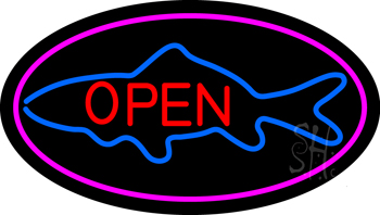 Fish Open Purple Oval LED Neon Sign