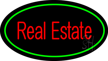 Real Estate Oval Green LED Neon Sign