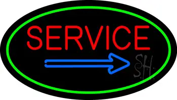 Red Service Oval Green LED Neon Sign