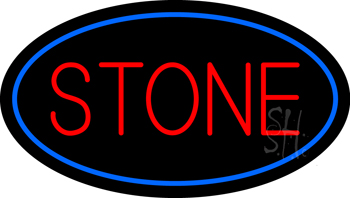 Stone Oval Blue LED Neon Sign