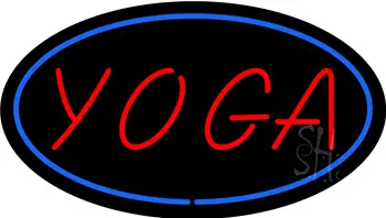 Oval Red Yoga Blue Border LED Neon Sign