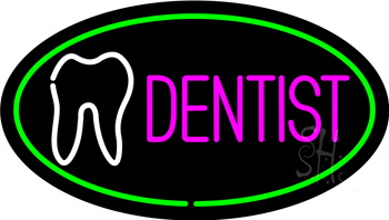 Pink Dentist Oval Green LED Neon Sign