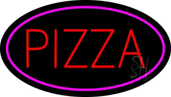Oval Red Pizza with Pink Border LED Neon Sign