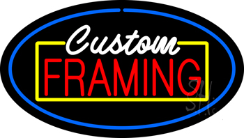 Custom Framing Blue Oval LED Neon Sign