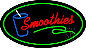 Oval Red Smoothies with Green Border LED Neon Sign