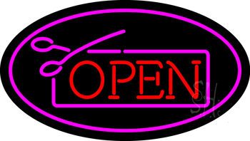 Red Pink Open with Scissor LED Neon Sign