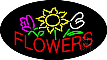 Red Flowers Logo Neon Sign