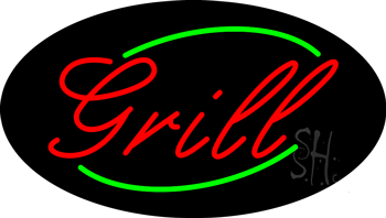 Oval Red Grill Animated Neon Sign