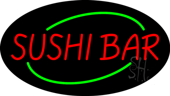 Oval Sushi Bar Animated Neon Sign