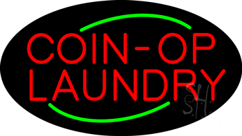 Deco Style Red Coin-Op Laundry Animated Neon Sign