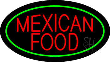Oval Mexican Food Animated Neon Sign