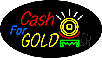Oval Cash for Gold Animated Neon Sign