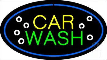 Car Wash Blue Oval LED Neon Sign