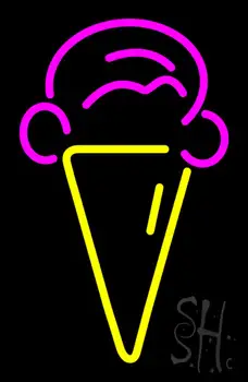 Yellow Purple Ice Cream Logo Neon Sign