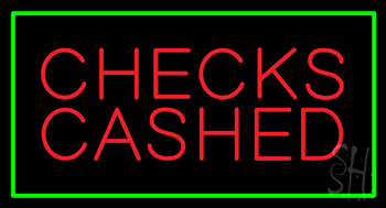 Red Checks Cashed Green Border Animated LED Neon Sign