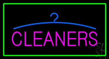 Pink Cleaners Green Border LED Neon Sign