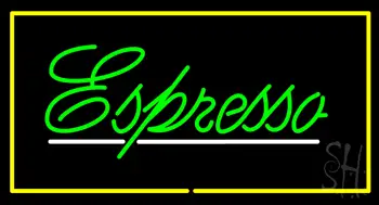 Green Cursive Espresso Rectangle Yellow LED Neon Sign