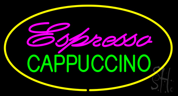 Espresso Cappuccino Oval Yellow LED Neon Sign