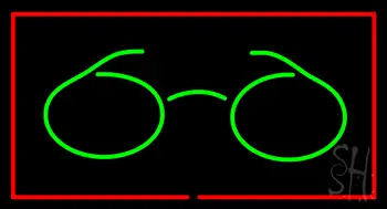 Glasses Logo Rectangle Red LED Neon Sign