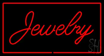 Jewelry Cursive Rectangle Red LED Neon Sign