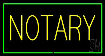 Yellow Notary Green Border LED Neon Sign