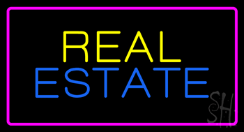 Real Estate Pink Border Animated LED Neon Sign