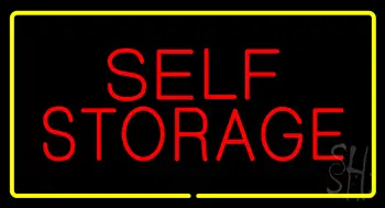 Red Self Storage Yellow Rectangle LED Neon Sign
