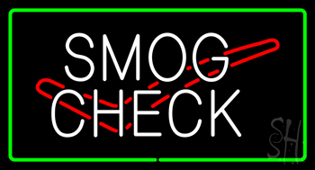 Smog Check Logo Green Rectangle LED Neon Sign