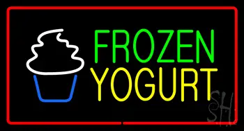 Frozen Yogurt Rectangle Red LED Neon Sign