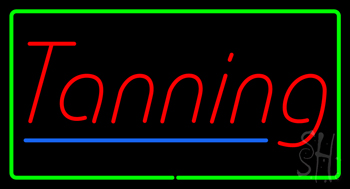 Tanning with Green Border LED Neon Sign