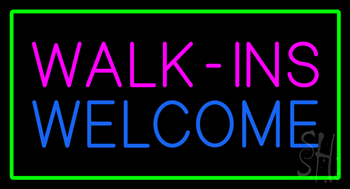 Pink Walk Ins Green Border Animated LED Neon Sign