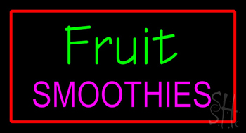 Fruit Smoothies with Red Border LED Neon Sign