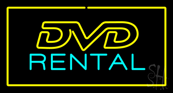 DVD Rental Yellow Border LED Neon Sign